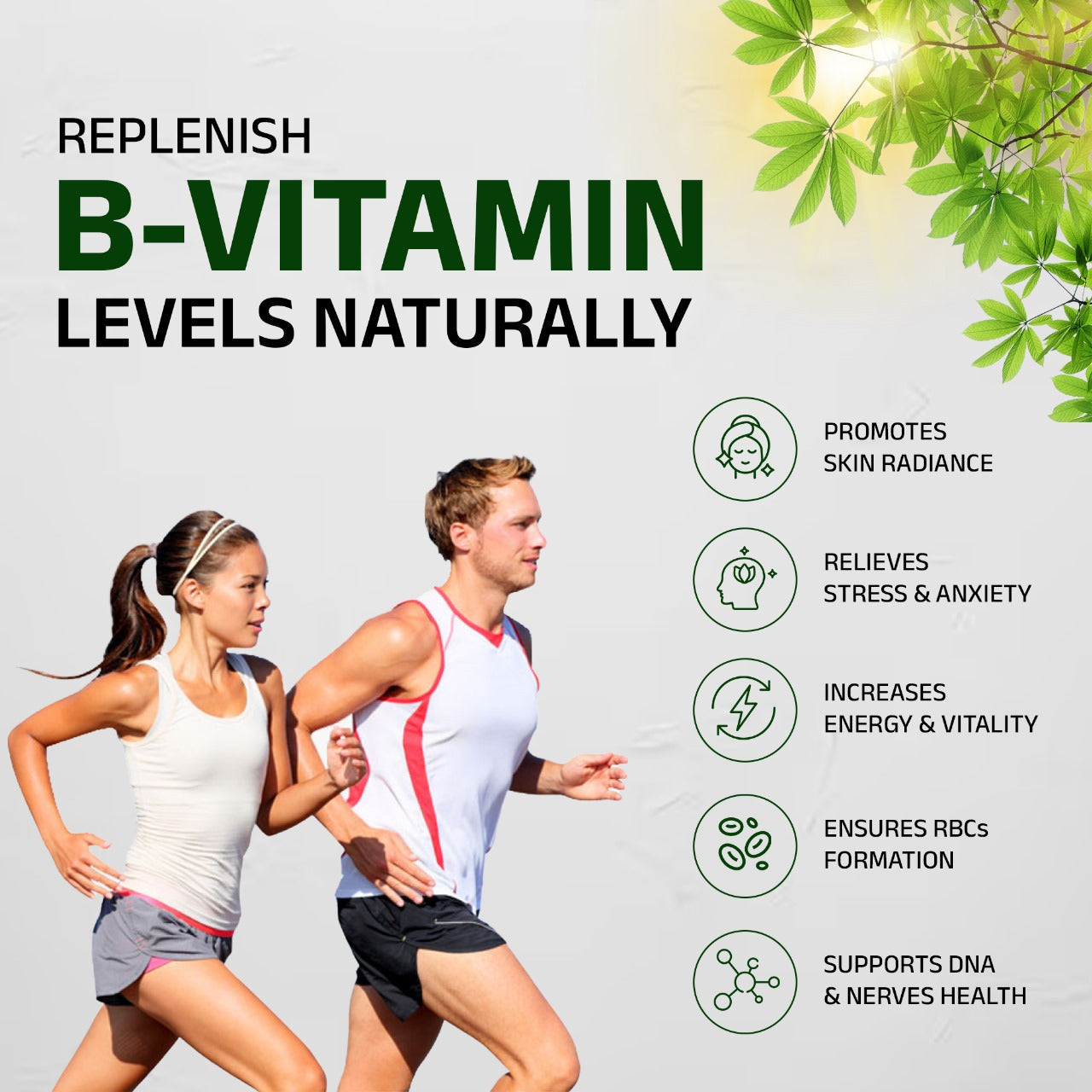 Vitamin B12 Capsules For Men & Women | 100% Natural Plant-Based B12 Capsules | Helps In Leg Pain,Numbness,Memory Loss (60 Capsules)